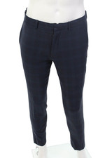 Theory Mens Wool Zip Pleated Lined Tapered Leg Dress Pants Blue Size EUR 30