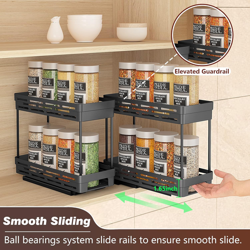 2 Pack Pull Out Spice Rack Organizer for Cabinet, Slide Out Spice Racks Organize - Picture 5 of 9