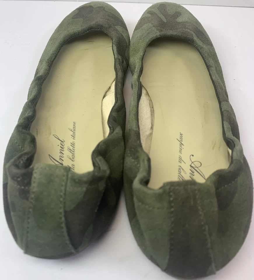 Anniel Clásico Gamuza Camuflaje Verde Marrón Puntera Redonda Plano Tacón Apilado 36/5.5 Italia Foto 3 de 4