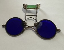 Antique Blue Welding Glasses Unusual Style Maybe Converted To Clip On steampunk