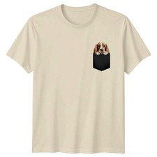 T-shirt da uomo Cocker Spaniel cucciolo in tasca cani animali maglietta...
