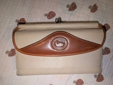 Dooney  Bourke Checkbook Organizer Wallet Taupe AWL British Tan Leather Vintage