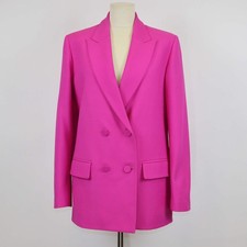 Valentino Fuchsia Silk Wool Double Breasted Blazer