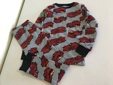 New Carter's Firetruck Pajama Set Long sleeve long pants Snug Gray Boys