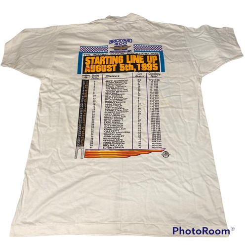 Vintage 1995 Brickyard 400 NASCAR White T Shirt Size XL NEW No Tags Double Sided - Picture 2 of 7