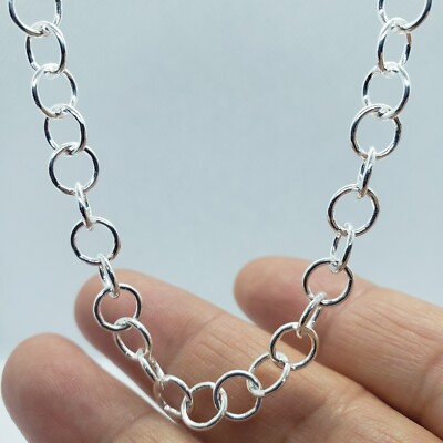 925 Sterlingsilber Kreis Gliederkabel Kette Halskette 6,9 mm Nickelfrei 16''~24''