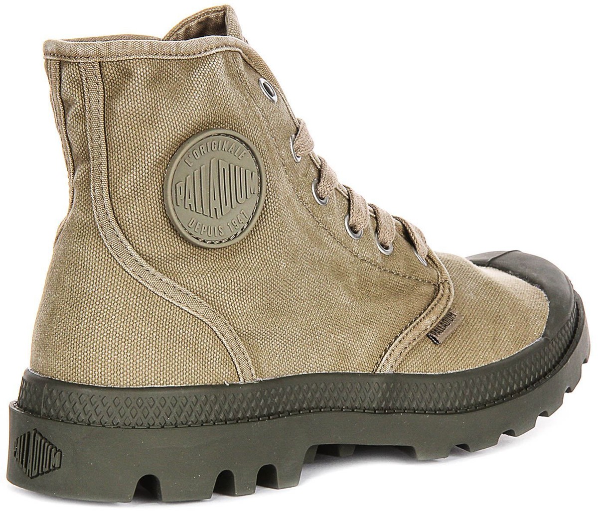 Palladium Pampa Hi Woodline Canvas Mens Boots Dusky Green US 