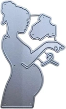 Pregnant Woman Die Cut for Card Making, Woman Metal Cutting Dies Congratulati...