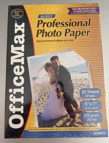 OFFICEMAX PROFESSIONAL PHOTO PAPER GLOSSY 50 SHEETS 5x 7 270 gram printer NEW - 第 1/4 張圖片