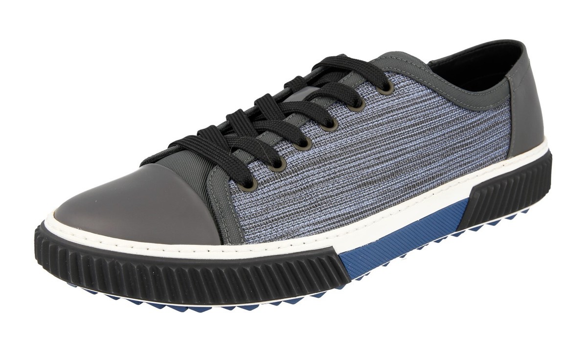 Athletic Shoes Prada Stratus Low Top Sneaker PRADA Leather Melange Fabric Stratus Sneakers 4E3441 Blue NEW US 10 EU  43