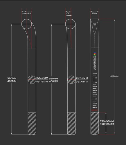 5° 20° Carbon Fiber Bicycle Seatpost 27.2/31.6mm for Mtb Road Bike 7x9mm Clamp - Picture 9 of 25