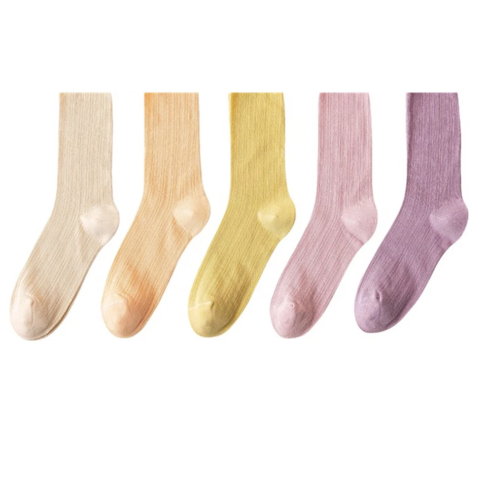 5 pares de calcetines cortos holgados de algodón para mujer de malla delgada transpirables de tubo medio Foto 4 de 4