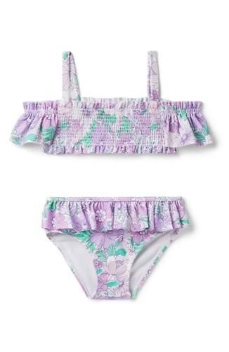 Janie and Jack L74133 Girls Purple Floral Ruffled Two-Piece Swim Set Size 8 - Picture 3 of 3