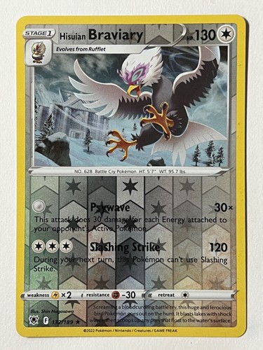 Hisuian Braviary 132/189 Reverse Holo Rare Astral Radiance Pokemon - Picture 5 of 12