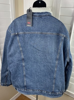 Levi's Premium Sherpa Lined Blue Jean Trucker Jacket - 163650128 - Men's M  - NWT | eBay