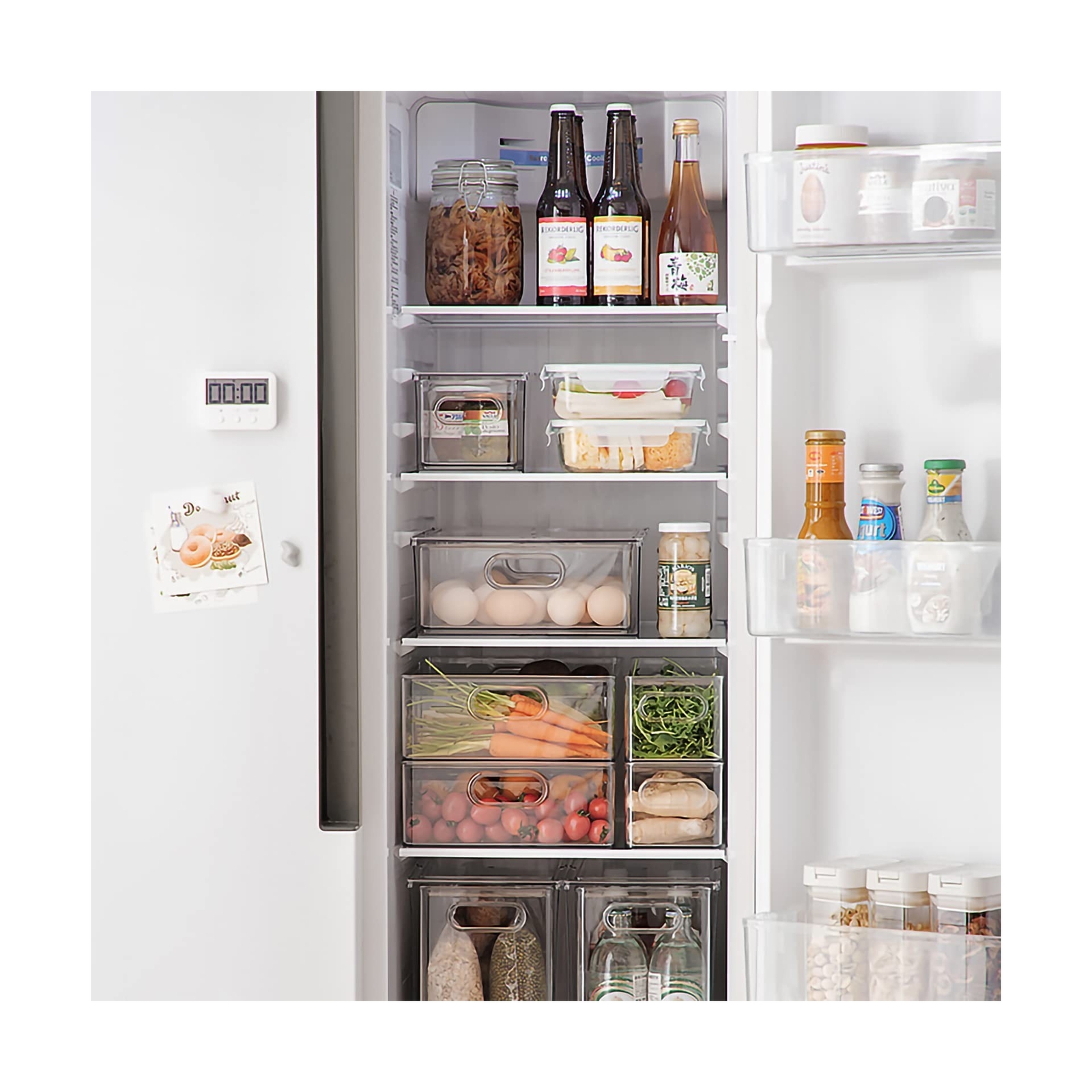 MineSign 2Pack Stackable Fridge Drawers Pull-Out Bins Divided Produ... Fast Ship