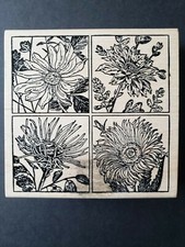 Magenta Four Floral Frames Rubber Stamp Daisy Garden Flowers