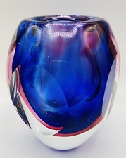 Flavio Poli Purple & Red “Aura” Murano Sommerso Faceted Glass Votive MCM 1960s