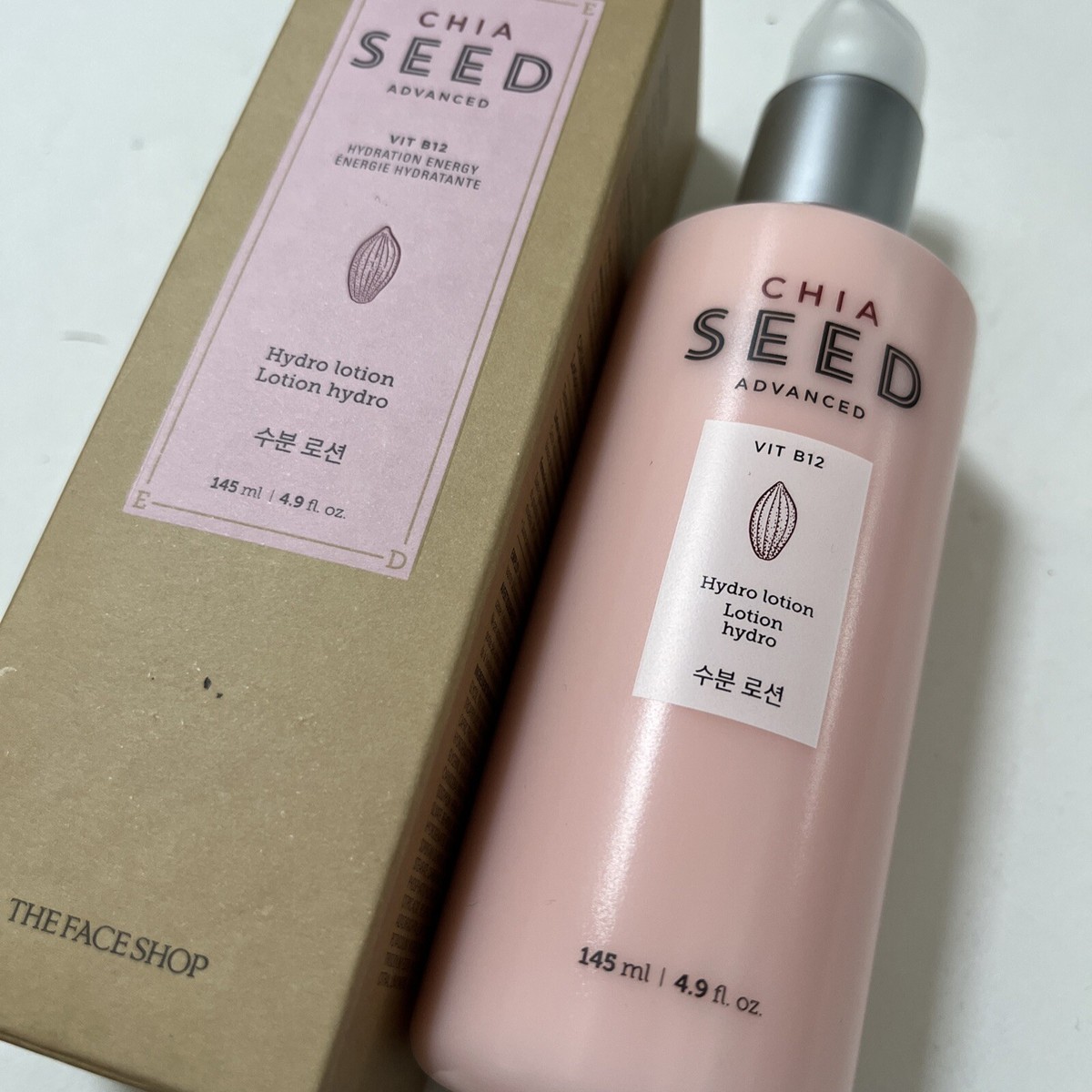 Lot 2x THE FACE SHOP Chia Seed Advanced Hydro Lotion Vitamin B12 K