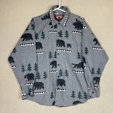 True Grit Shirt Mens Extra Small Gray Vintage Flannel Bear Pine Tree Adult