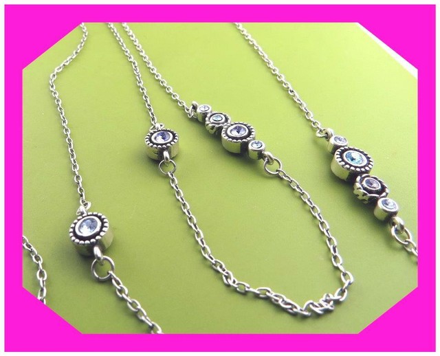 BRIGHTON HALO Blue TANZANITE Purple Twinkle Crystal LONG NECKLACE NWotag $98