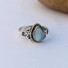 925 Sterling Silver Aurora Opal Designer Ring Valentines Day Gift Nice Ring