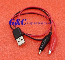 Alligator Test Clips Clamp to USB Male Connector Power Supply Adapter Cable 60cm