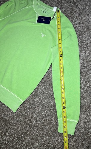 GANT Men’s Sweater Crew Neck SUN BLEACHED Green Cotton Pullover L/S Size S NWT - Picture 12 of 16