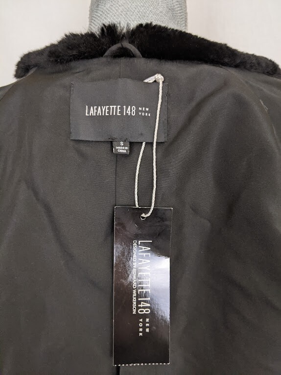 Rex Rabbit Bolero Lafayette 148 New York Black Genuine Dyed Rex Rabbit Fur Bolero , S ...