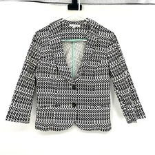 Cabi Black White Circle Print Cotton Blazer Women's Size 10