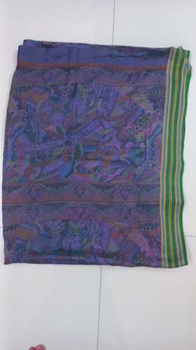 Vintage Indian Sari Pure Silk Floral Printed Purple Saree Fabric 5 Yard A11731 - Picture 10 of 12