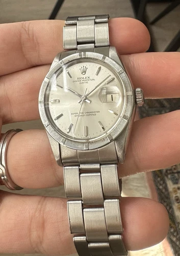 Rolex Oyster Perpetual Date 1501 Mens Watch, All Original, Silver Dial