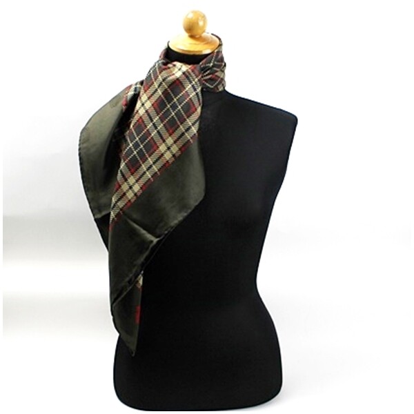 ◇DAKS◇ [SILK 100%]Navy check print petite silk scarf DCSC5 100% Silk Satin Scarf men women neckerchief Wrap Plaids