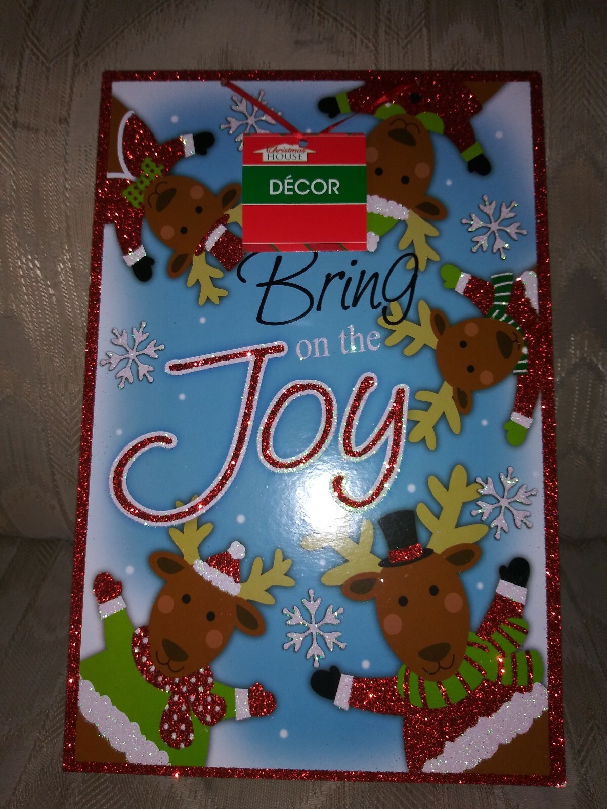 Christmas Home Decor Bring On The Joy Wall Art Sign Xmas Reindeer Snowflakes For Sale Online