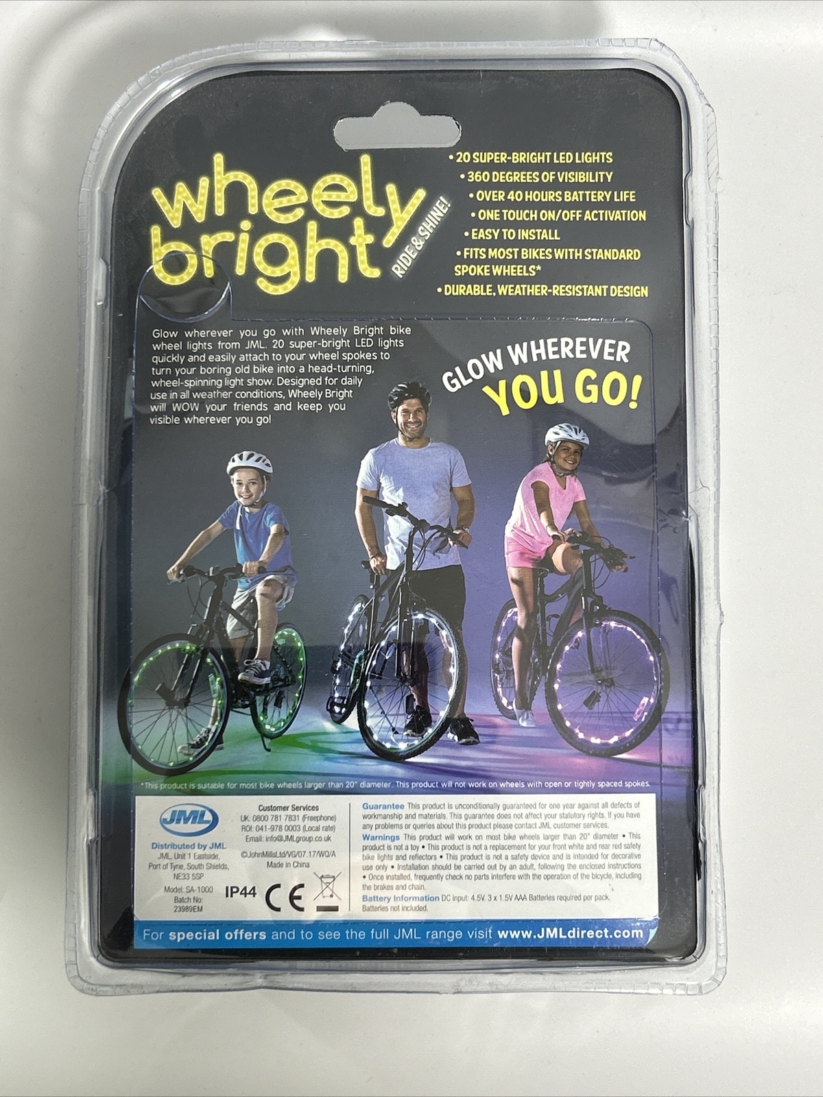 JML Wheely Bright green LED wheel & frame bike lights. Pack of 2. eBay