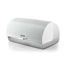 Swan Elegance White Breadbin Textured Gloss Finish & Steel Accents SWKA18532WHT