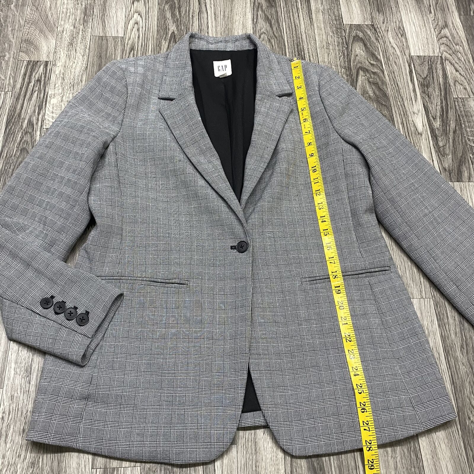 GAP Button Front Lined Long Sleeve Gray Check Bla… - image 11