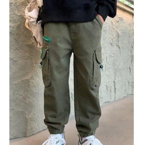 Kids Boys Trousers Elastic Waist Cargo Pants Street Sweatpants Casual Bottoms - Picture 25 of 32