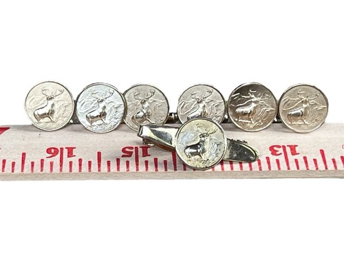 VTG Robbins Attleboro Stag Buck Gold/ Silver Tone Tie Clip & Cufflinks 7 Pieces - Picture 7 of 9