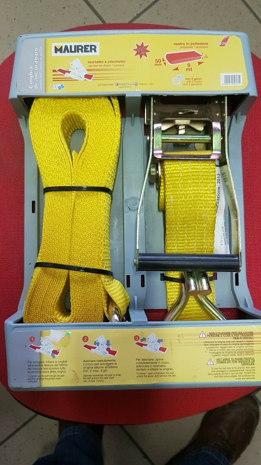 Cinghia a Cricchetto 50mm 9mt EN 12195-2 - Ancoraggio Carichi Pesanti