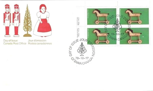 🍁Canada  #840 ULpb   "CHRISTMAS ANTIQUE TOYS"  Fine Used  1979  First Day Cover