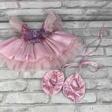 Build A Bear BABW Fairy Princess Rainbow DressTutu Sparkle Pink Ruffle w/ Shoes