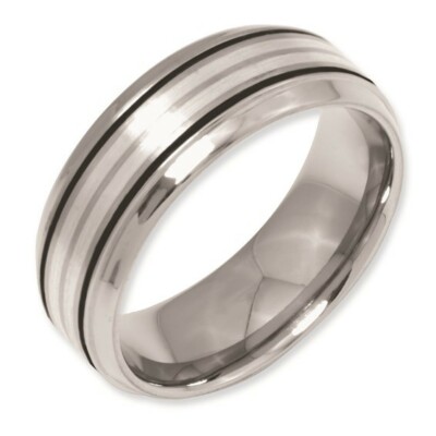 *BRAND NEW* Chisel Titanium w/ Sterling Silver Inlay 8mm Polish Band TB147-14.5