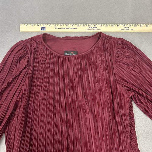 David Rose Dress Womens Size 14 Burgundy Pleated Holiday Party Vintage 80’s USA - Picture 17 of 22