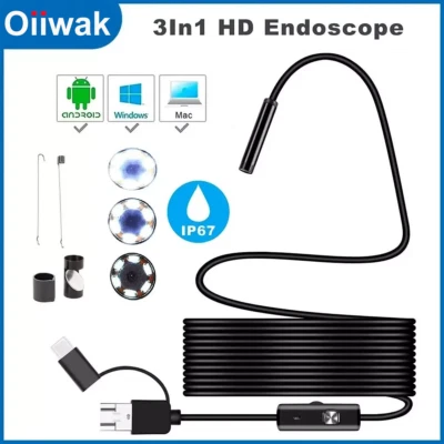 Oiiwak Endoscope Borescope HD Inspection Camera Scope for Android Waterproof 1M