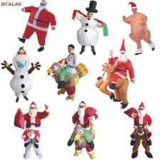 Inflatable Christmas Santa Claus Costume Riding a deer Adult for Cosplay Party