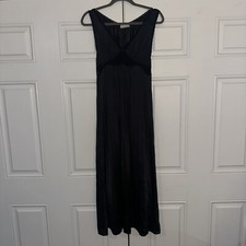 Vintage Miss Elaine Black Gown Crystal Pleat Bust Lace Union Label Lingerie