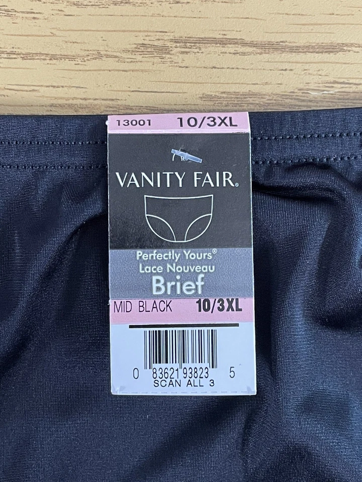 Bragas Vanity Fair Perfectly Yours negras satinadas abuela 13001 encaje Sissy 3XL Foto 3 de 3