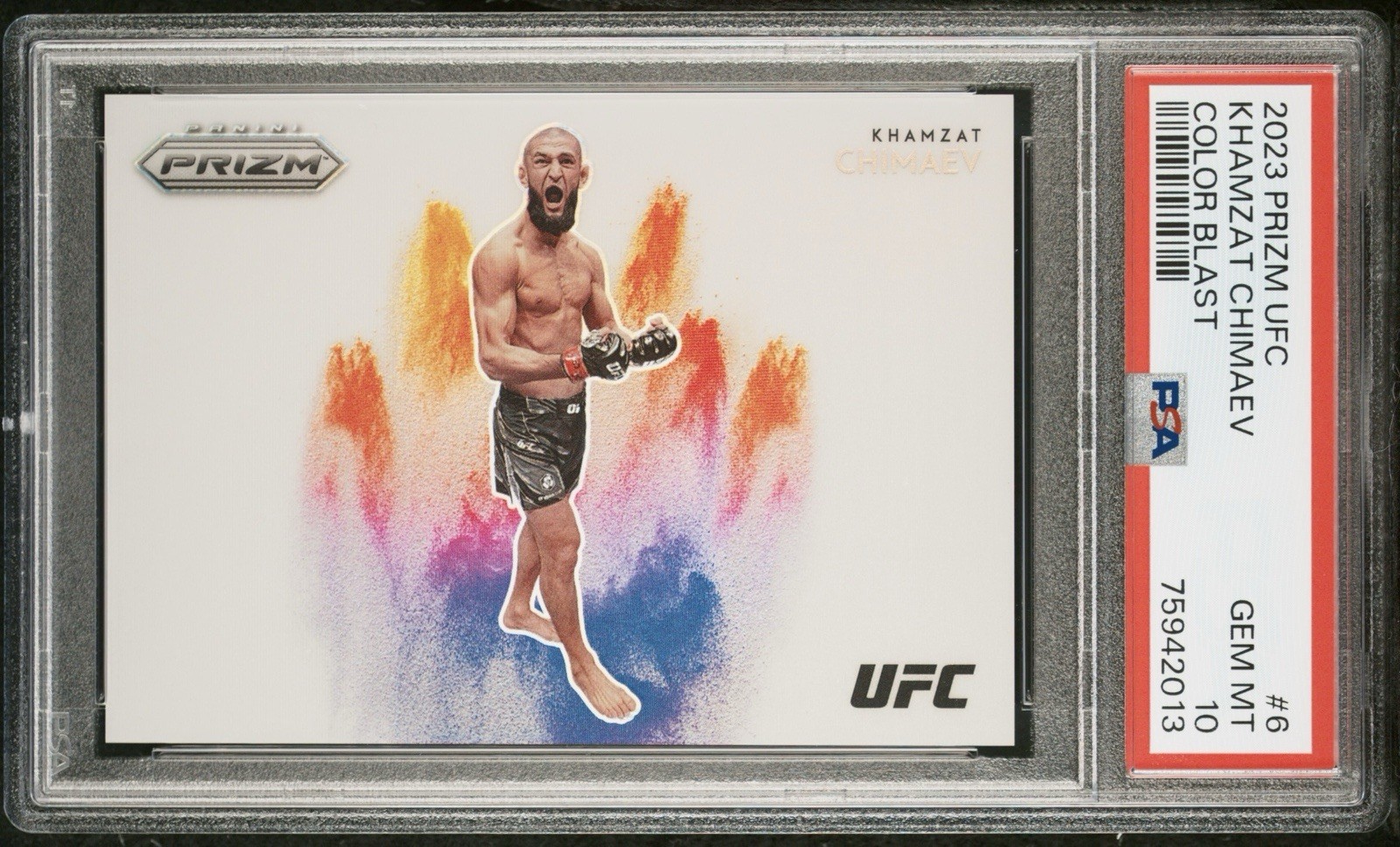 2023 Panini Prizm UFC Khamzat Chimaev Color Blast PSA 10