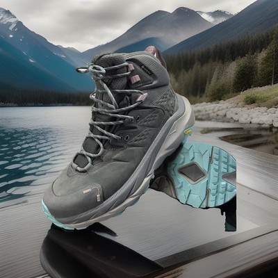 Hoka One One Kaha 2 GTX Womens Athletic Outdoor Hiking Boots 9.5 B Gray Blue